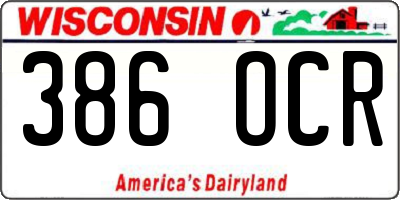 WI license plate 386OCR
