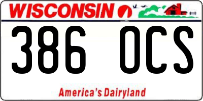 WI license plate 386OCS