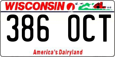 WI license plate 386OCT
