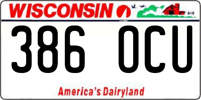 WI license plate 386OCU