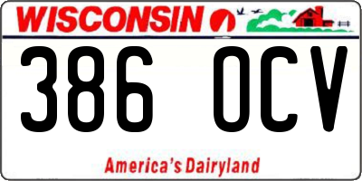 WI license plate 386OCV