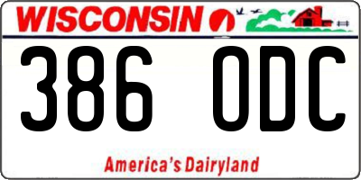 WI license plate 386ODC
