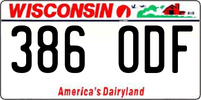 WI license plate 386ODF