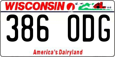 WI license plate 386ODG