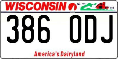 WI license plate 386ODJ