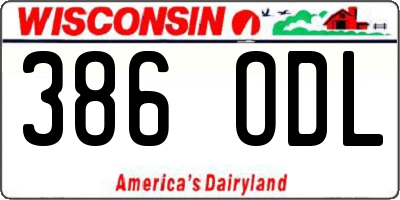 WI license plate 386ODL