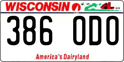 WI license plate 386ODO
