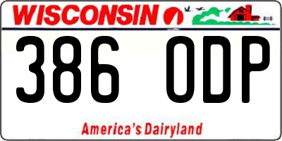 WI license plate 386ODP