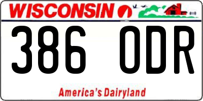 WI license plate 386ODR