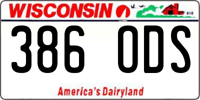 WI license plate 386ODS