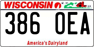 WI license plate 386OEA