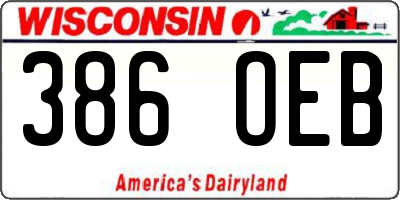WI license plate 386OEB