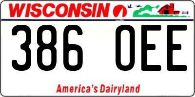 WI license plate 386OEE