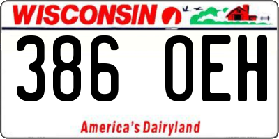 WI license plate 386OEH