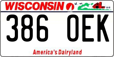 WI license plate 386OEK