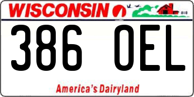 WI license plate 386OEL
