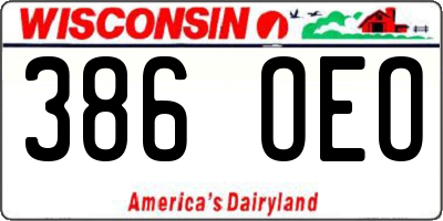 WI license plate 386OEO