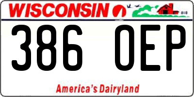 WI license plate 386OEP