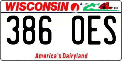 WI license plate 386OES
