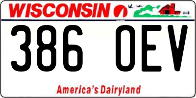 WI license plate 386OEV