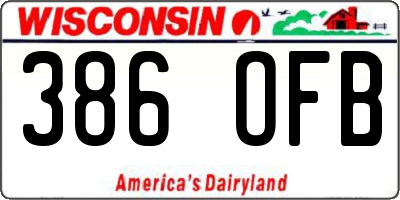 WI license plate 386OFB