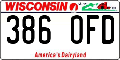 WI license plate 386OFD