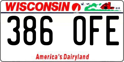 WI license plate 386OFE