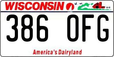 WI license plate 386OFG