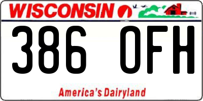 WI license plate 386OFH