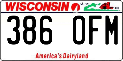 WI license plate 386OFM