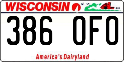 WI license plate 386OFO