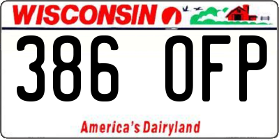 WI license plate 386OFP