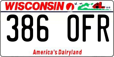 WI license plate 386OFR