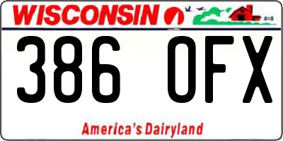 WI license plate 386OFX