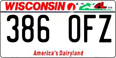 WI license plate 386OFZ