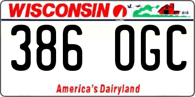 WI license plate 386OGC