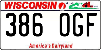 WI license plate 386OGF