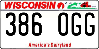 WI license plate 386OGG