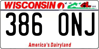 WI license plate 386ONJ