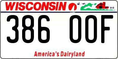 WI license plate 386OOF