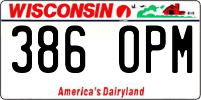 WI license plate 386OPM