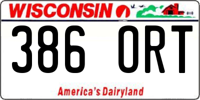 WI license plate 386ORT
