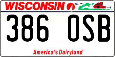 WI license plate 386OSB