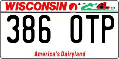 WI license plate 386OTP