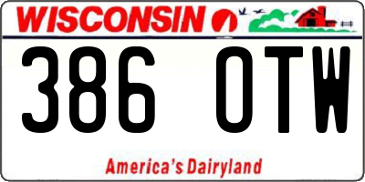 WI license plate 386OTW