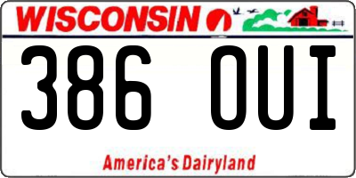 WI license plate 386OUI