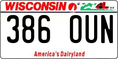 WI license plate 386OUN