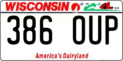 WI license plate 386OUP