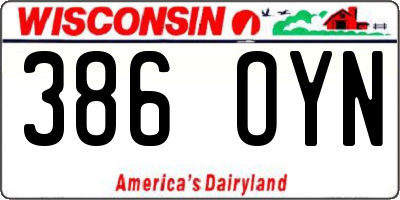 WI license plate 386OYN