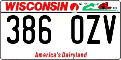 WI license plate 386OZV